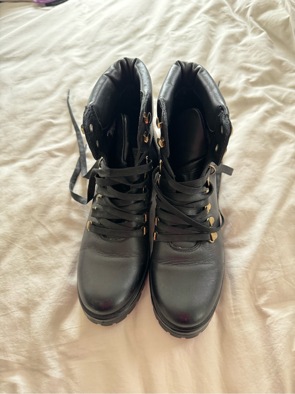 Steve Madden Black Galway Bootswith Gold Hardware